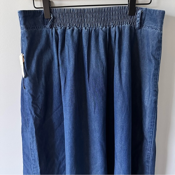 Talbots Vintage Deadstock NWT Skirt Sz 14 Blue Maxi Long Denim Pockets 90s Pleat - Picture 7 of 14